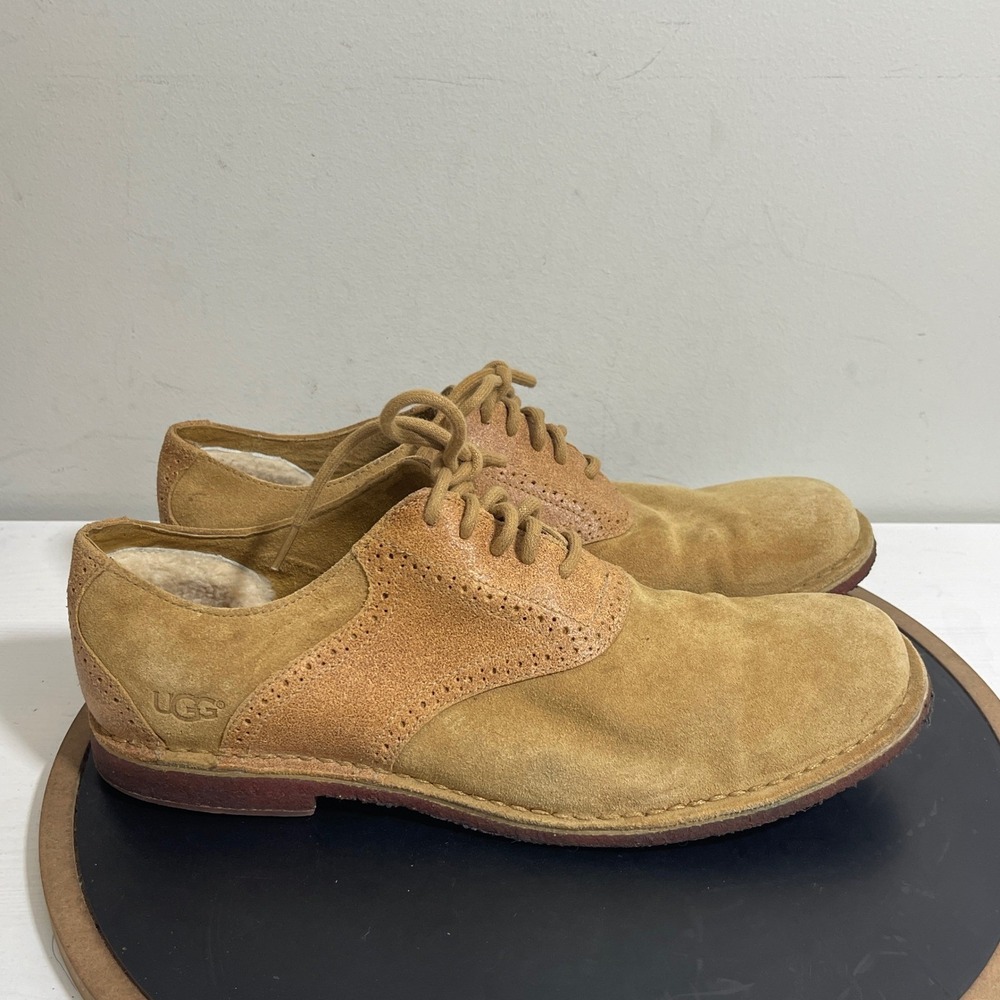 UGG‎ Lyle Suede Brogue Oxford Men Size 13 Lace Up Tan  Business Shearling Lined